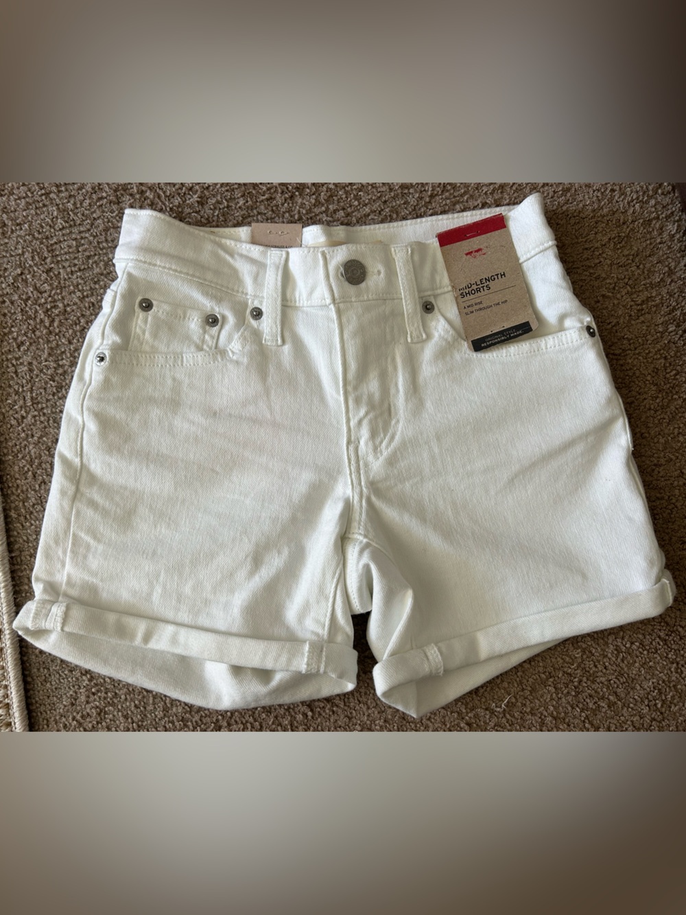 Women's White Rolled-Hem Denim Shorts